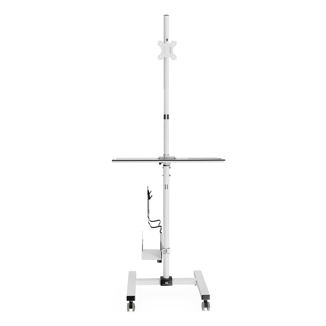 Maclean professional laptop stand cart, mobile computer workstation on wheels, max 17"-32", max 20kg, MC-793