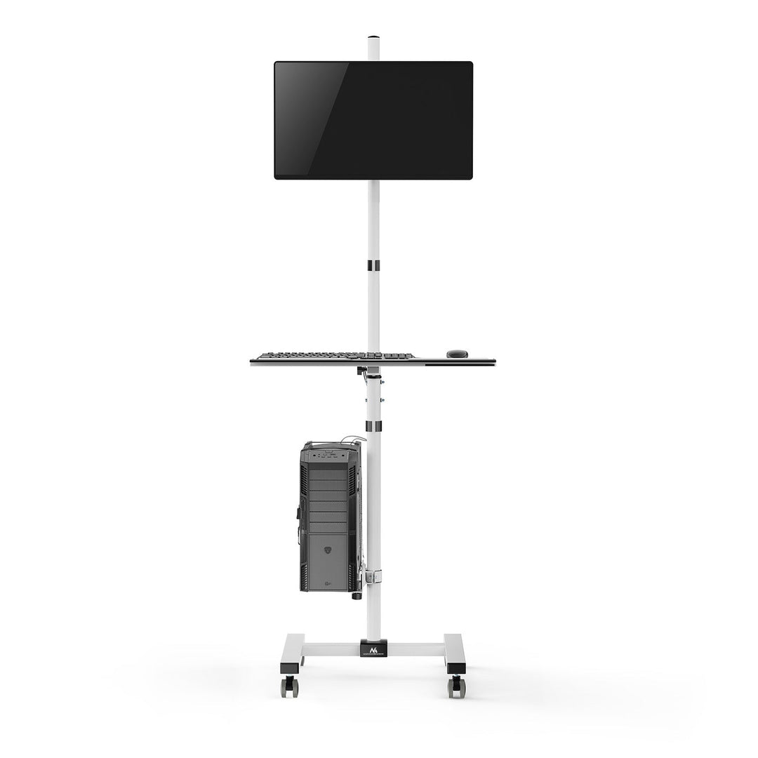 Maclean professional laptop stand cart, mobile computer workstation on wheels, max 17"-32", max 20kg, MC-793