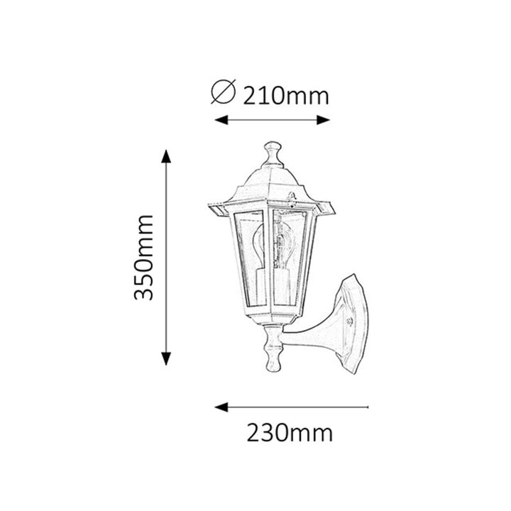 Rabalux wall lamp, outdoor, IP43, E27, max 60W, white, Velence