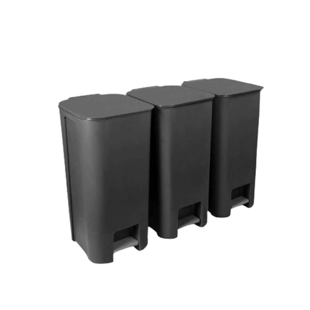 Segregation set 3 x garbage can with pedal 40 L dark graphite Practic 10105593