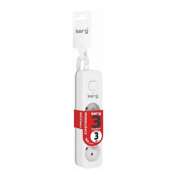 KERG extension cable with switch 3 outlets white-gray 3m 16A H05VV-F 3x1.5mm2