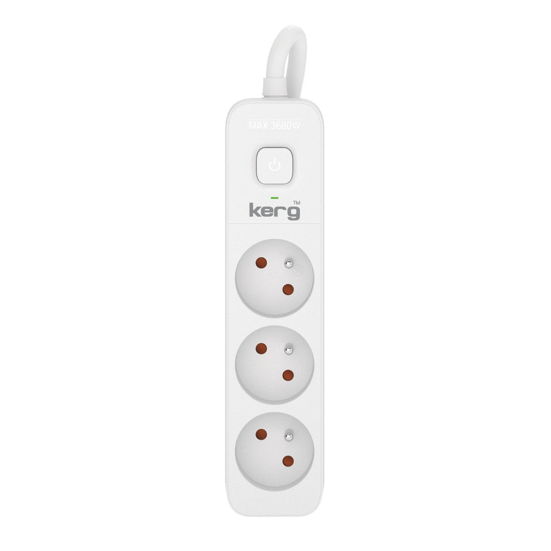 KERG extension cable with switch 3 outlets white-gray 3m 16A H05VV-F 3x1.5mm2
