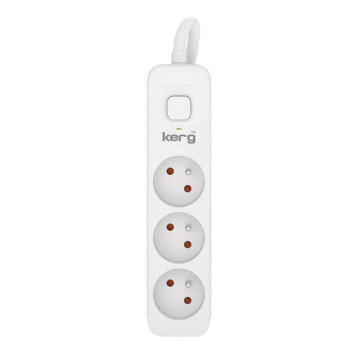 KERG extension cable with switch 3 outlets white-gray 3m 16A H05VV-F 3x1.5mm2