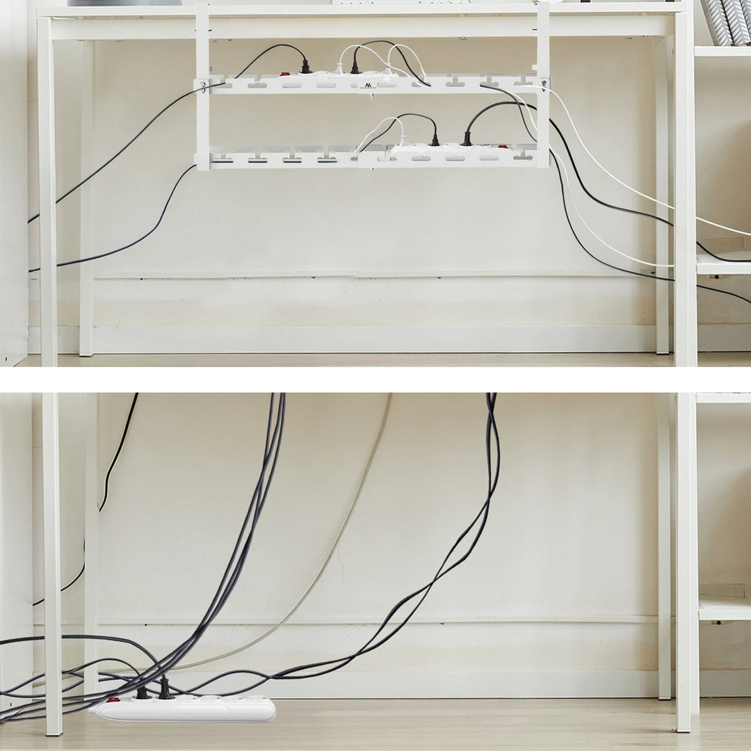 Maclean under-desk cable organizer, max. load 5kg, max. 728mm, 2 levels, white, MC-102 W