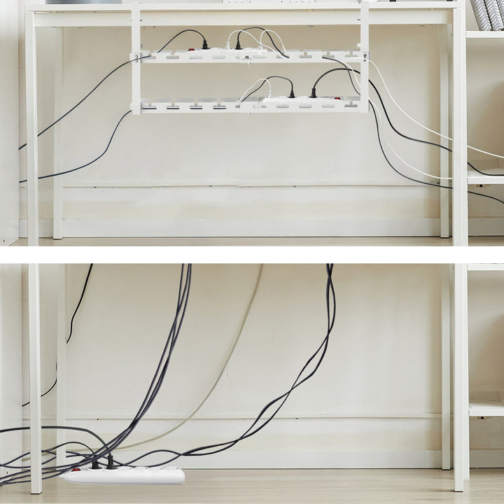 Maclean under-desk cable organizer, max. load 5kg, max. 728mm, 2 levels, white, MC-102 W