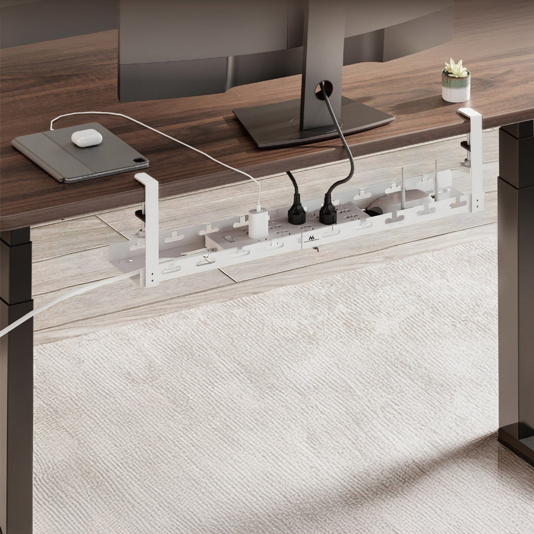 Maclean under-desk cable organizer, max. load 5kg, max. 728mm, 2 levels, white, MC-102 W