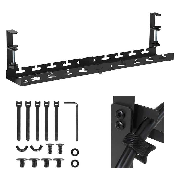 Maclean under-desk cable organizer, max. load 5kg, max. 728mm, black, MC-103 B