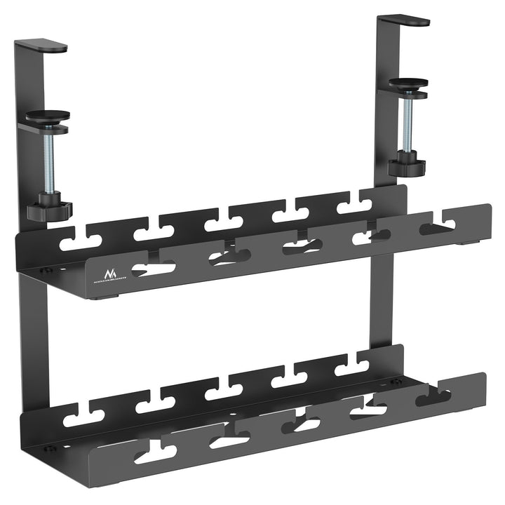 Maclean under-desk cable organizer, max load 5kg, 2 levels, black, MC-104 B