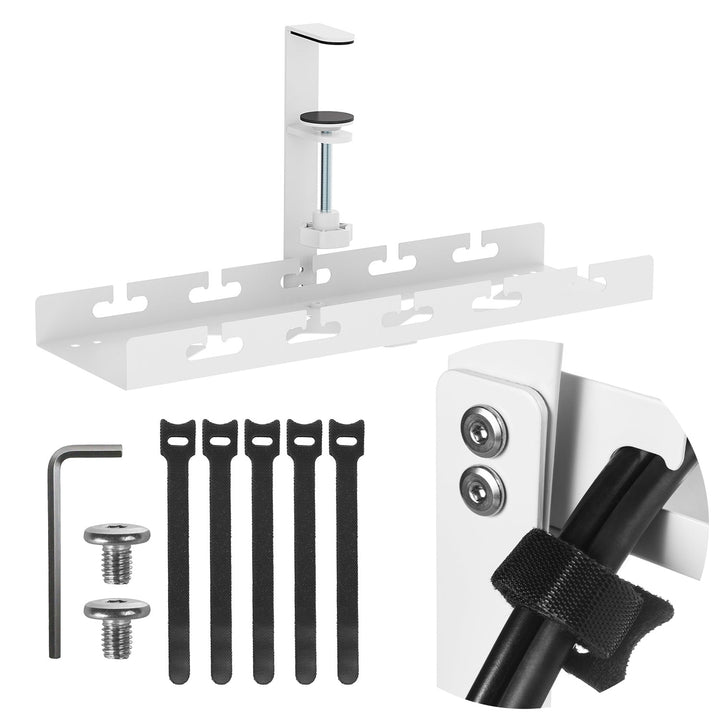 Maclean under-desk cable organizer, max. load 5kg, white, MC-105 W