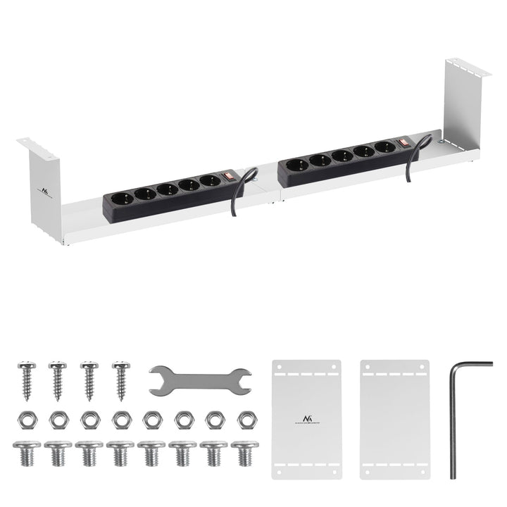 Maclean compact under-desk cable organizer, max load 5kg, white, MC-107 W