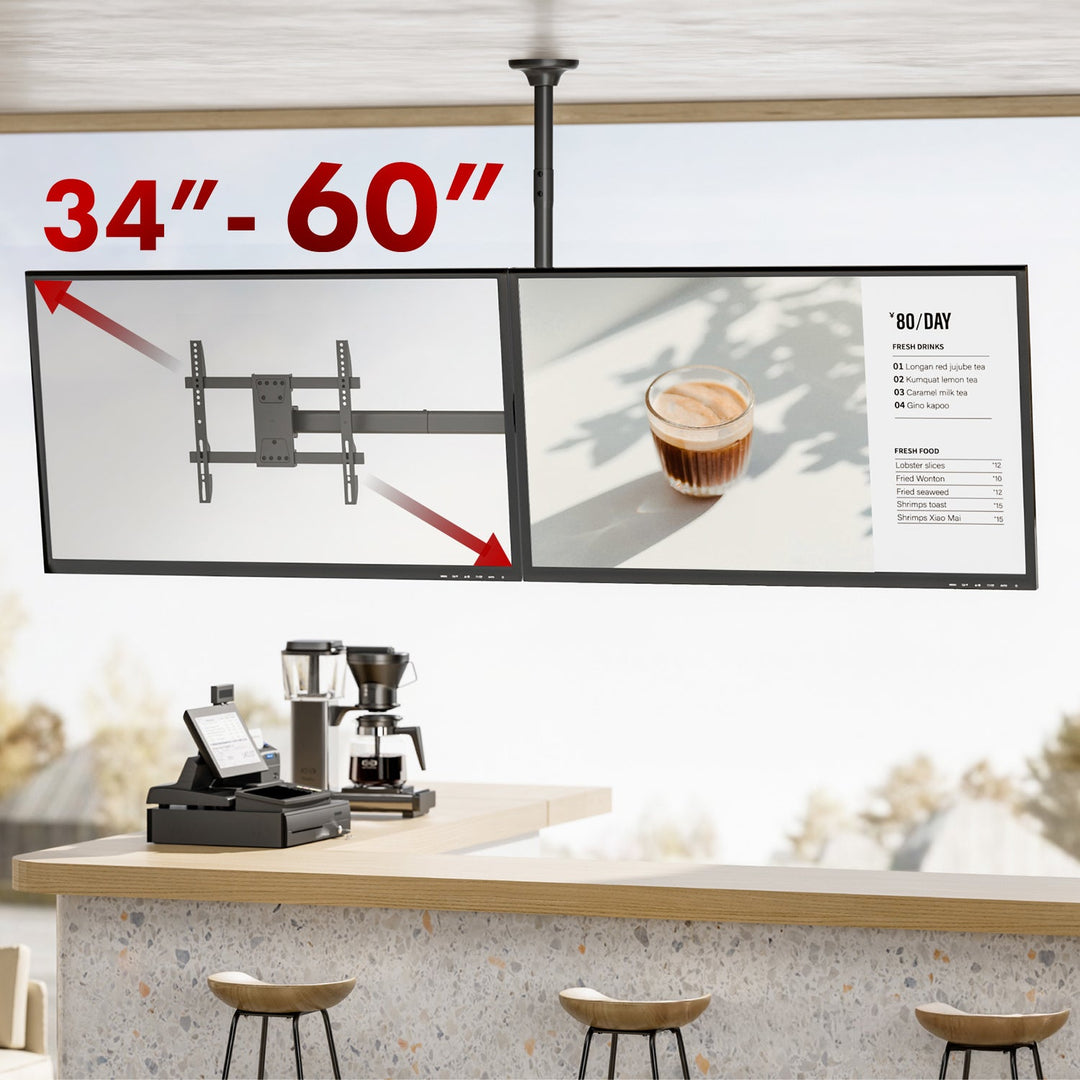 Maclean ceiling mount for two TVs, max load 2x40kg, 34-60", max VESA 600x400, MC-111 B