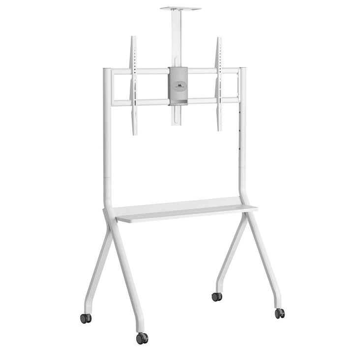 Maclean TV stand / cart, camera shelf, on casters, 55-100", max load 120kg/10kg shelf, max. VESA 900x600, white, MC-114 W