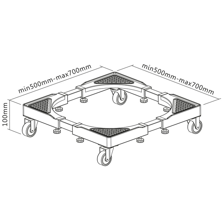 Maclean mobile washing machine base, caster lock, 500-700mm wide, universal, up to 200kg, MC-118 B