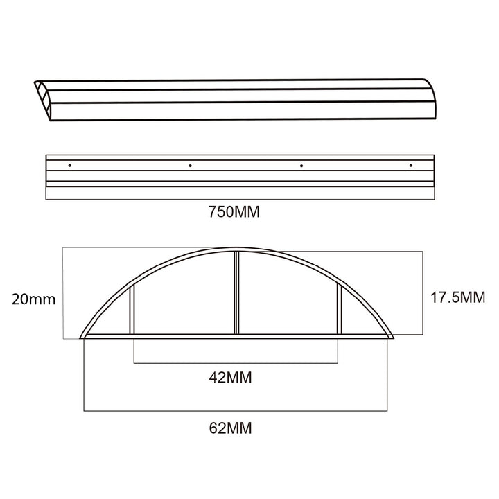 Maclean aluminum cable masking strip, 62x20x750mm, black, MC-814 B