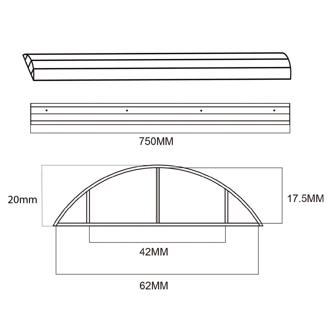 Maclean aluminum cable masking strip, 62x20x750mm, white, MC-814 W