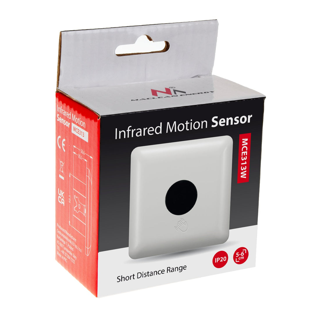 Maclean short range PIR sensor, range 5-6cm, recessed box, max. load 1200W, MCE313 W, 4 pcs
