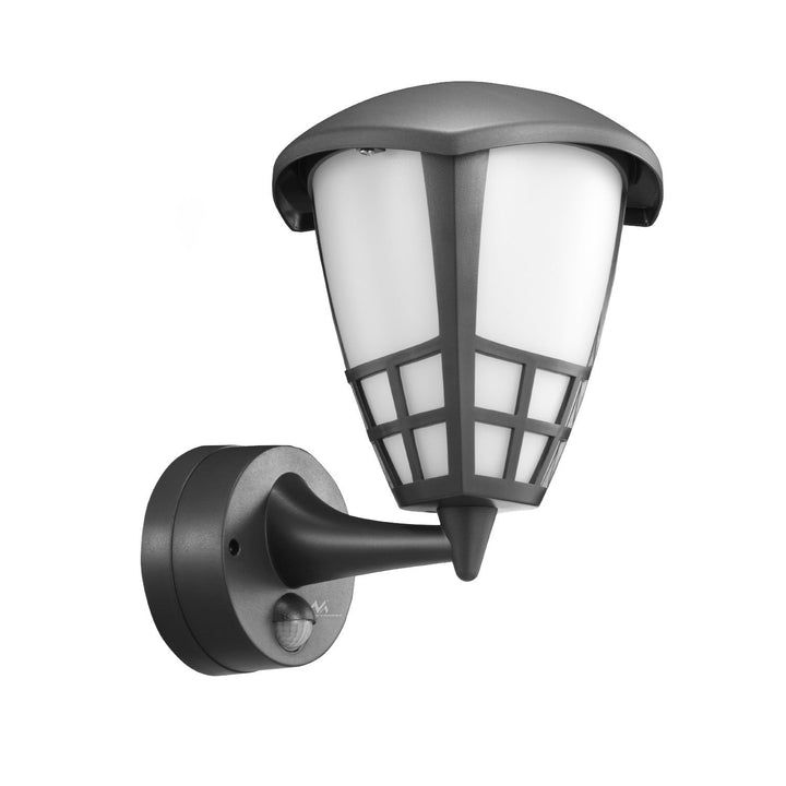 Wall lamp 1xE27 with sensor Maclean, infrared sensor, max load 60W, IP65, color gray, MCE518 GR + LED filament bulb E27, 6W 230V Maclean Energy MCE267 WW warm white 3000K 720lm retro edison decorative