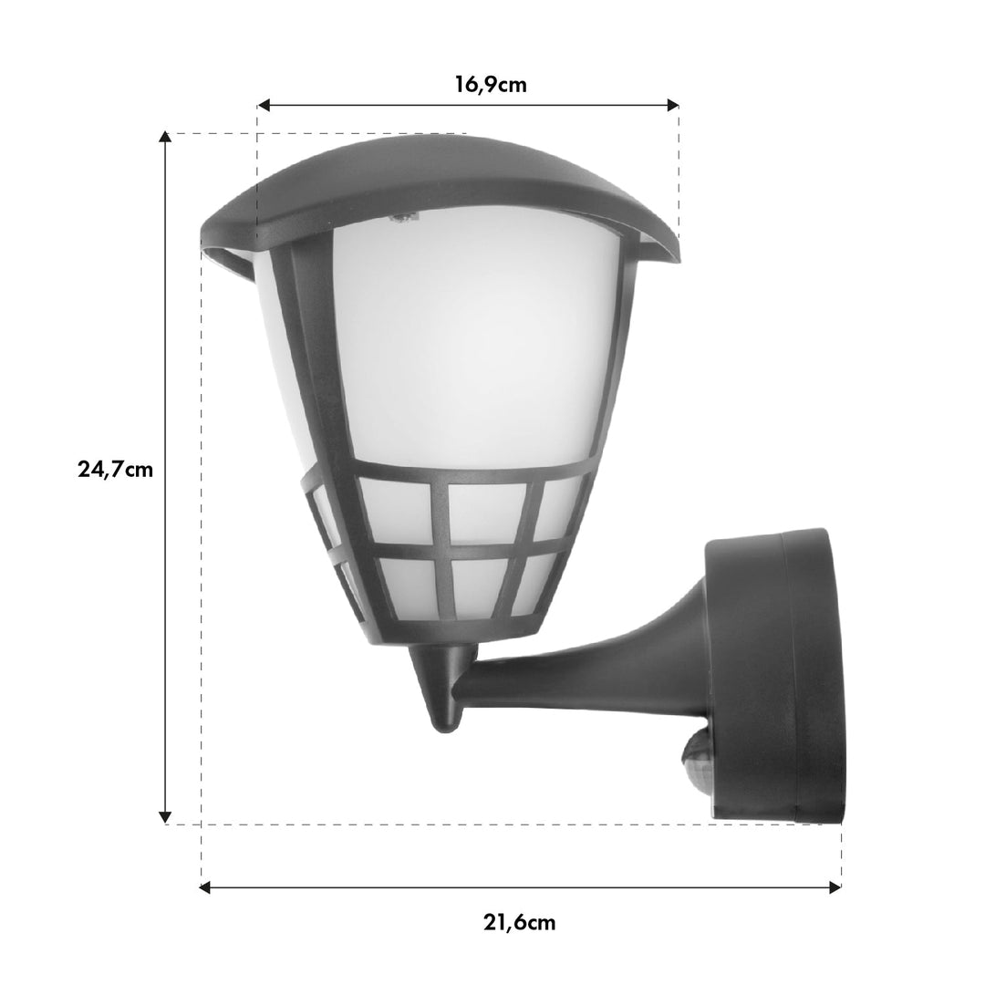 Wall lamp 1xE27 with sensor Maclean, infrared sensor, max load 60W, IP65, color gray, MCE518 GR + LED filament bulb E27, 11W 230V Maclean Energy MCE280 WW warm white 3000K 1500lm retro edison decorative A6