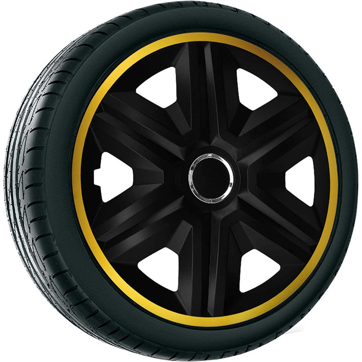Universal hub cap 16'' NRM Fast Lux black-gold 1 piece wheel trim