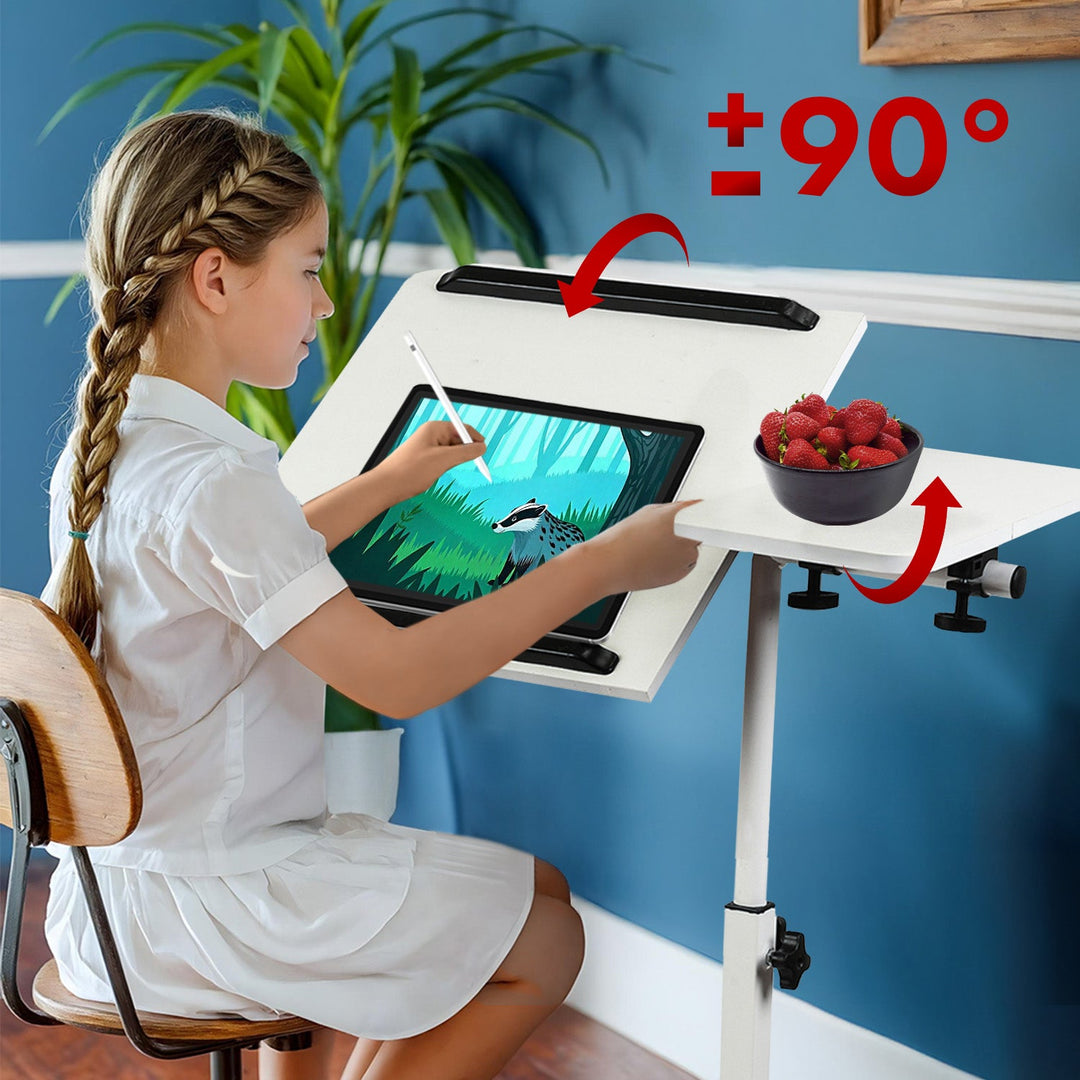 Maclean mobile desk/laptop stand, white, height adjustment 59-89cm, max. 30kg , MC-121 W