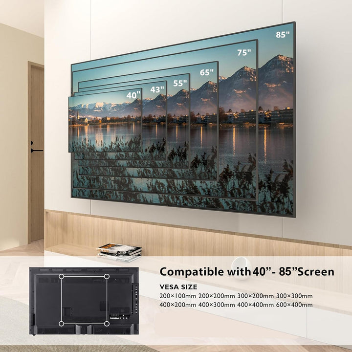 Maclean ultra flat wall mount for TV, 40-85", max VESA 600x400, load up to 80kg, MC-123