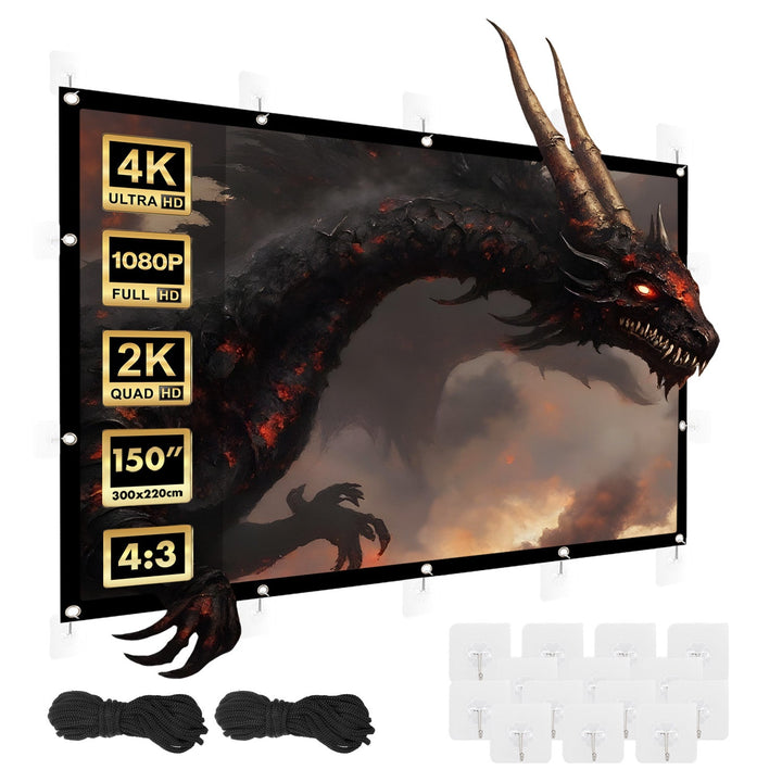 Maclean projection screen, 150", 300x220cm, 25mm 4:3 border, tension hooks, MC-168