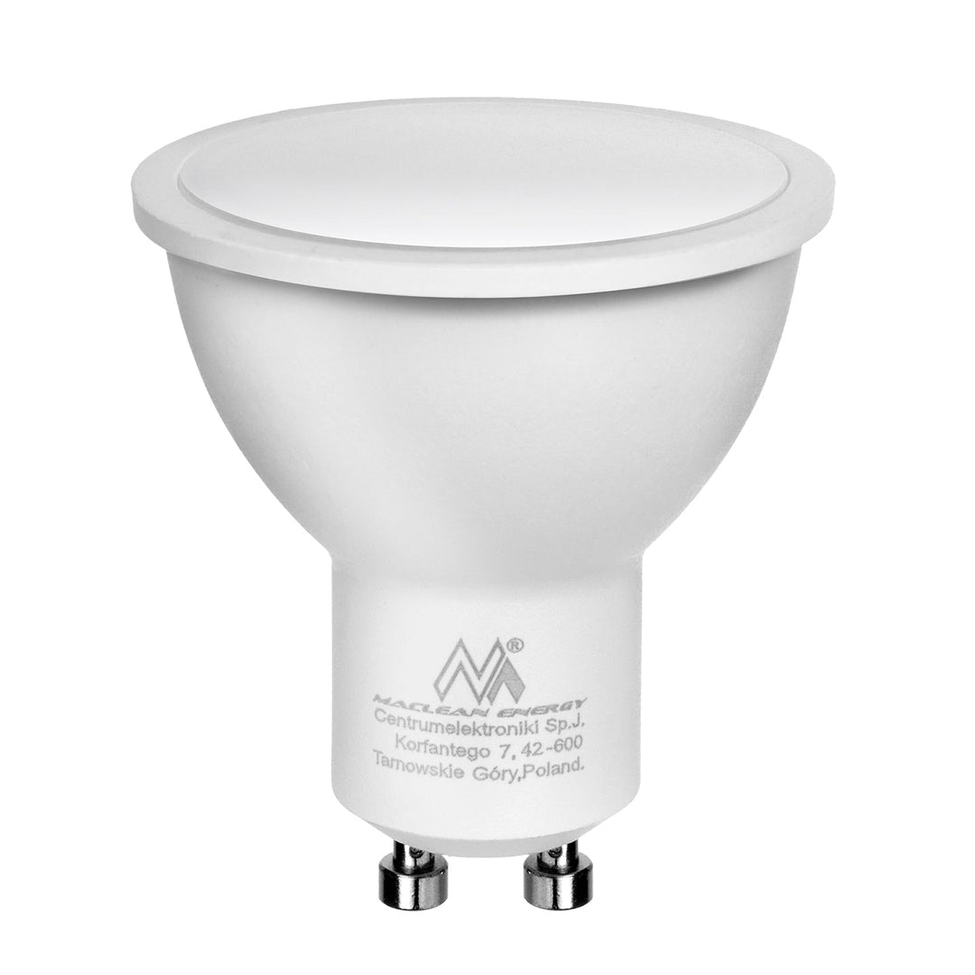 Maclean surface mount / tube luminaire, spot, round, aluminum, GU10, 55x130mm, white, MCE360 W+LED bulb GU10 7W Maclean Energy MCE437 WW warm white 3000K, 220-240V~, 50/60Hz, 490 lumens