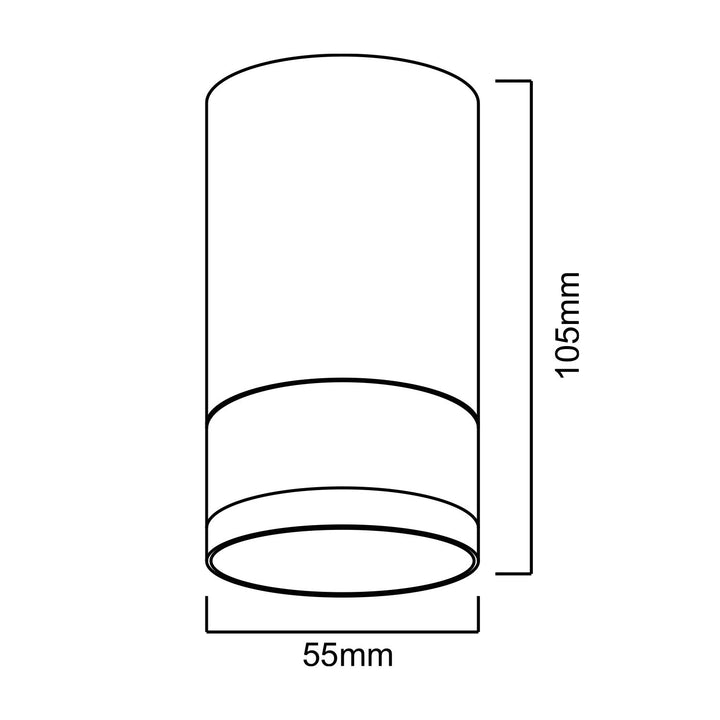 Maclean surface mount / tube luminaire, spot, round, aluminum, GU10, 55x130mm, white, MCE361 W+LED bulb GU10 7W Maclean Energy MCE437 WW warm white 3000K, 220-240V~, 50/60Hz, 490 lumens