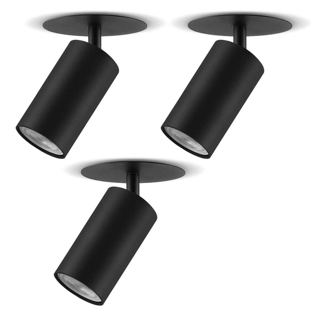 Maclean flush mount / tube luminaire, spot, round, aluminum, GU10, 55x130mm, black color, MCE364 B 3pcs+LED bulb GU10 7W Maclean Energy MCE437 WW warm white 3000K, 220-240V~, 50/60Hz 3pcs