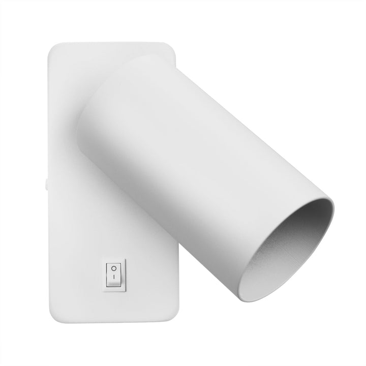 Maclean wall lamp / wall light, spot, round, GU10, with 55x90mm switch, white, MCE369 W+LED bulb GU10 7W Maclean Energy MCE437 WW warm white 3000K, 220-240V~, 50/60Hz, 490lm