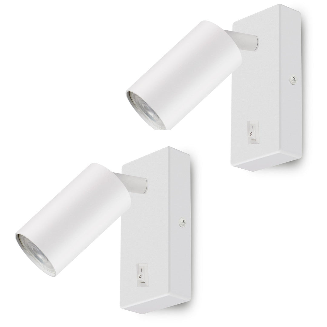 Wall lamp / wall lamp Maclean, spot, round, GU10, with switch 55x90mm, white color, MCE369 W 2pcs+ LED bulb GU10 7W Maclean Energy MCE437 WW warm white 3000K, 220-240V~, 50/60Hz, 2pcs