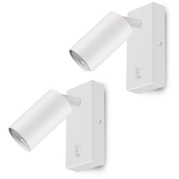 Wall lamp / wall lamp Maclean, spot, round, GU10, with switch 55x90mm, white color, MCE369 W 2pcs+ LED bulb GU10 7W Maclean Energy MCE437 WW warm white 3000K, 220-240V~, 50/60Hz, 2pcs