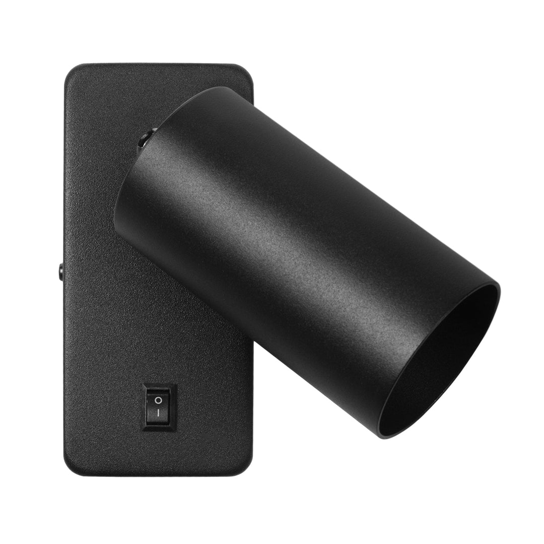 Wall lamp / wall lamp Maclean, spot, round, GU10, with switch 55x90mm, black color, MCE369 B 2pcs+ LED bulb GU10 7W Maclean Energy MCE437 WW warm white 3000K, 220-240V~, 50/60Hz, 2pcs