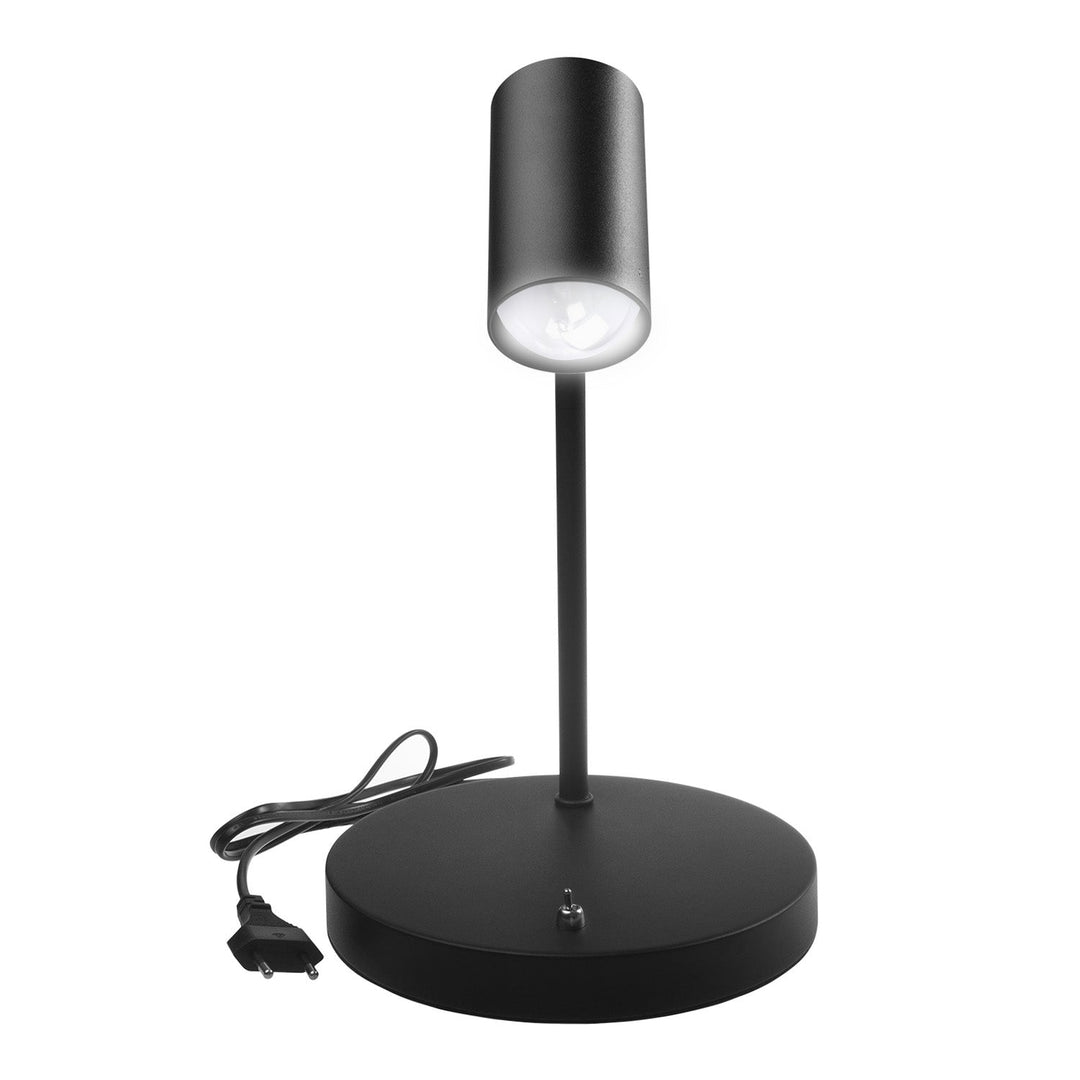Maclean GU10 desk lamp, spot, round, GU10, with 55x90mm switch, black color, MCE370 B +LED bulb GU10 7W Maclean Energy MCE437 WW warm white 3000K, 220-240V~, 50/60Hz, 490lm