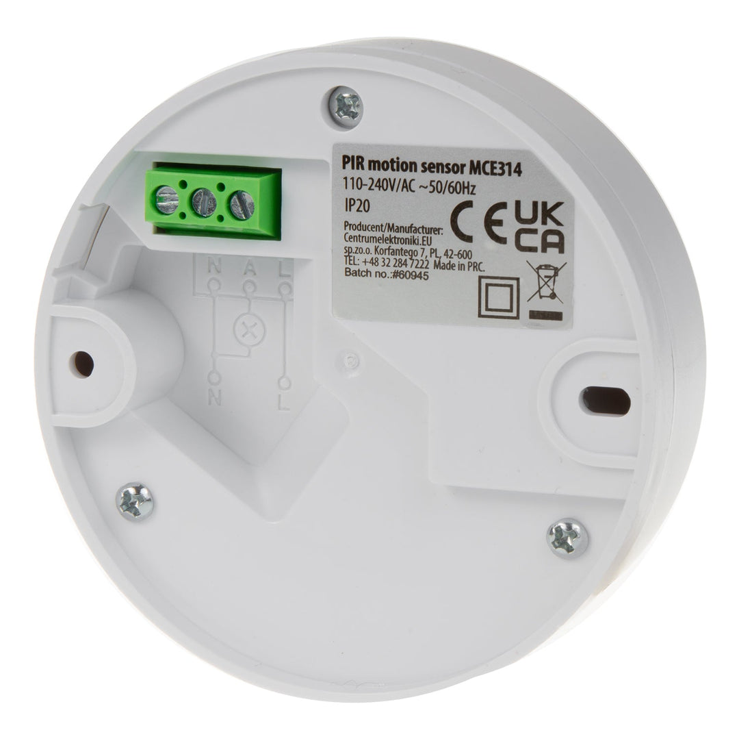 Maclean PIR motion sensor, 6m range, ceiling mounted, max load 1200W, IP20, MCE314 W 4 pieces