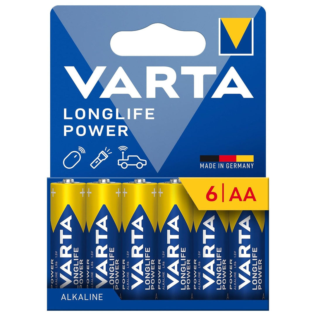 VARTA Longlife Power, 6 AA alkaline batteries, LR06, 1.5V
