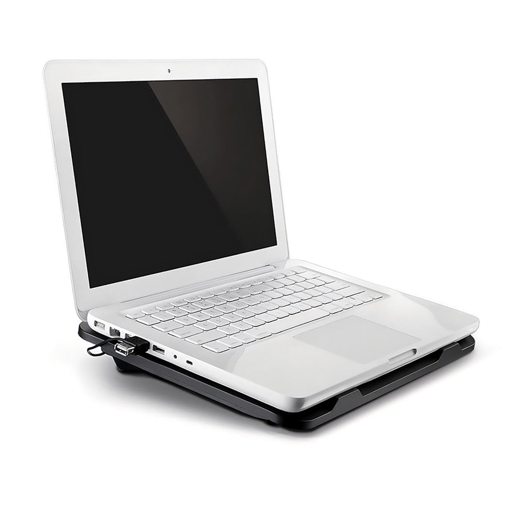 SILENT COOLING PAD - Cooling pad for laptops 15.6" and smaller, quiet, efficient, 13.5cm fans, pass-through USB port