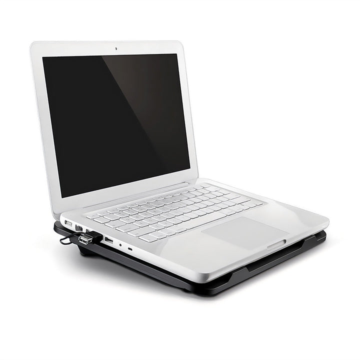 SILENT COOLING PAD - Cooling pad for laptops 15.6" and smaller, quiet, efficient, 13.5cm fans, pass-through USB port