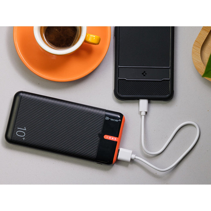 Tracer Powerbank, 10000 mAh, black and orange, USB C, 2A, EnerGo
