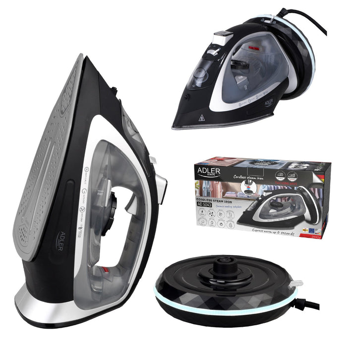 Adler steam iron, cordless, ceramic soleplate, 2800W, AD 5043