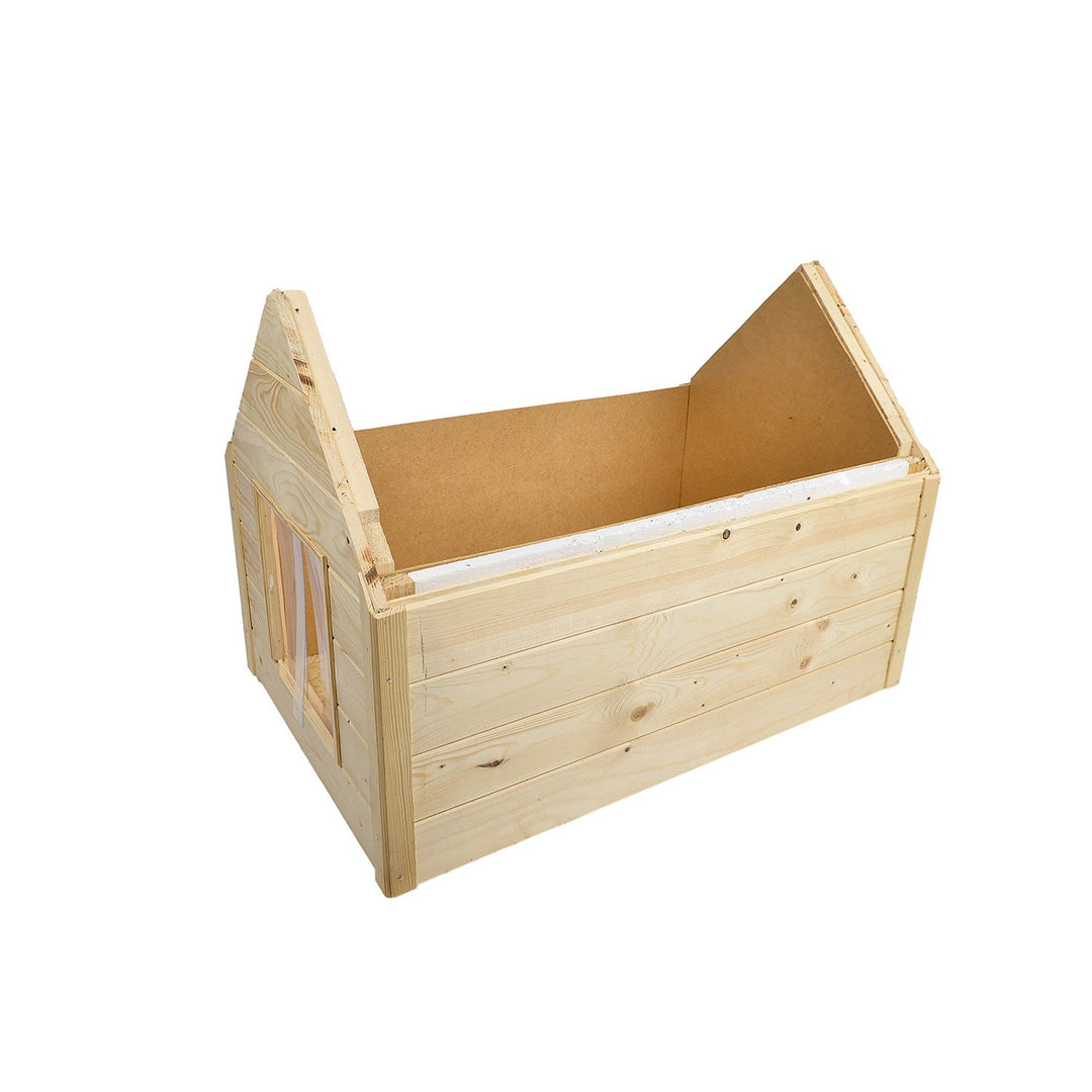 Kennel for dog, cat Woodok, insulated, wooden, large XL, for self-assembly and painting, impregnated bleached oak for Dogs up to 20 kg