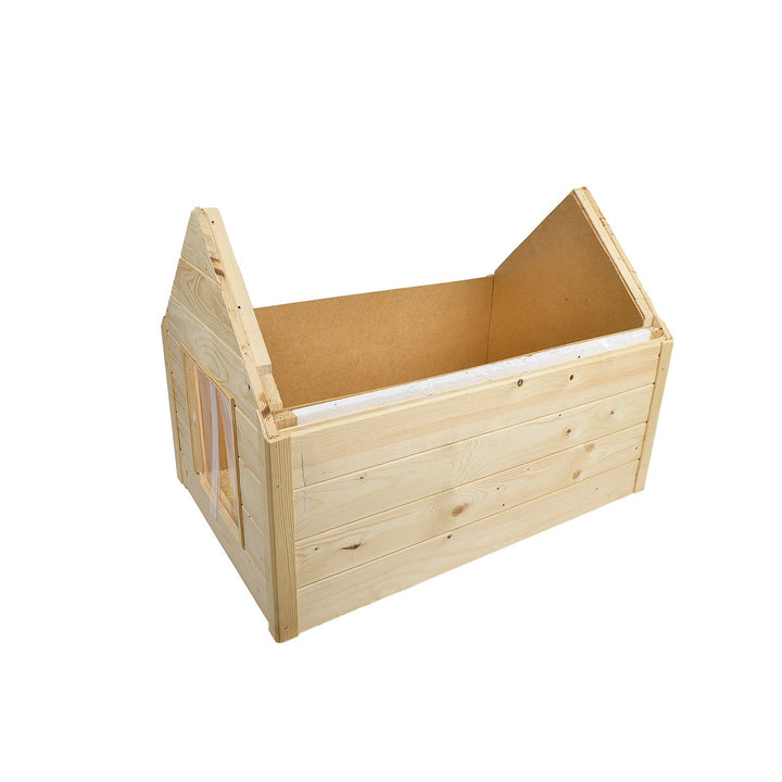 Kennel for dog, cat Woodok, insulated, wooden, large XL, for self-assembly and painting, impregnated bleached oak for Dogs up to 20 kg