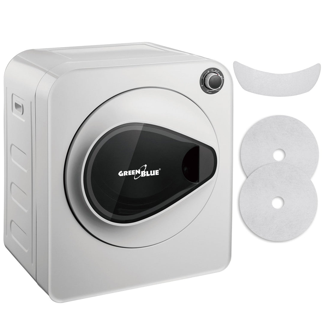GreenBlue electric clothes tumble dryer, 3kg load, GB405 + GreenBlue GB483 tumble dryer filter set , 1x inlet, 2x outlet, (fits GB405, GB410, GB415)