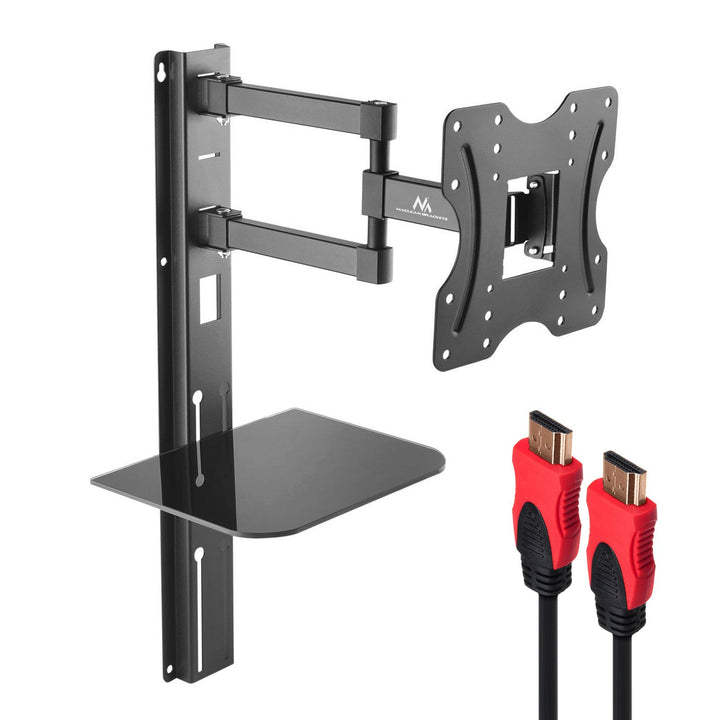Maclean TV mount with DVD shelf, vesa 200x200 , 23"-42", 30kg, MC-771+HDMI 2.0 4K 3D UHD 1.8m CABLE 48 bit