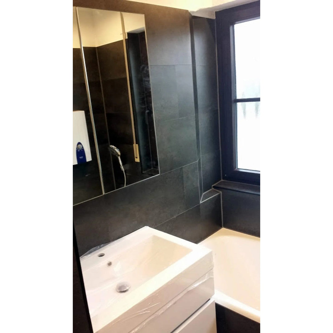 Self-adhesive tiles for wall floor Fliesana, set of 3 pieces, waterproof, natural stone pattern, black color