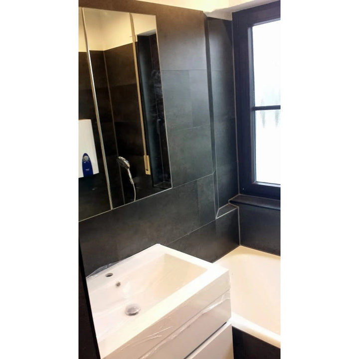 Self-adhesive tiles for wall floor Fliesana, set of 3 pieces, waterproof, natural stone pattern, black color