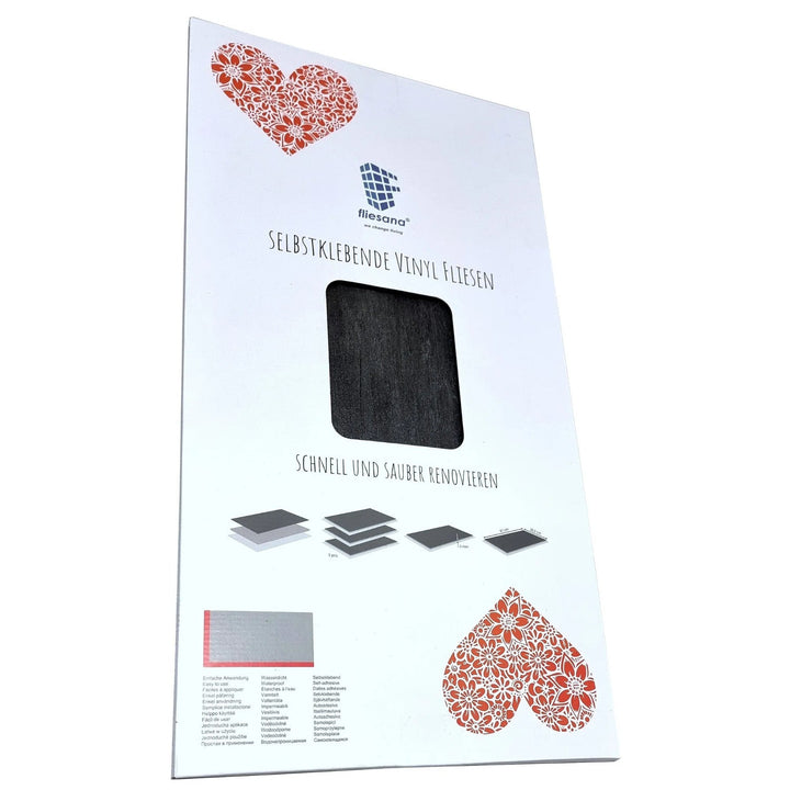 Self-adhesive tiles for wall floor Fliesana, set of 3 pieces, waterproof, natural stone pattern, black color