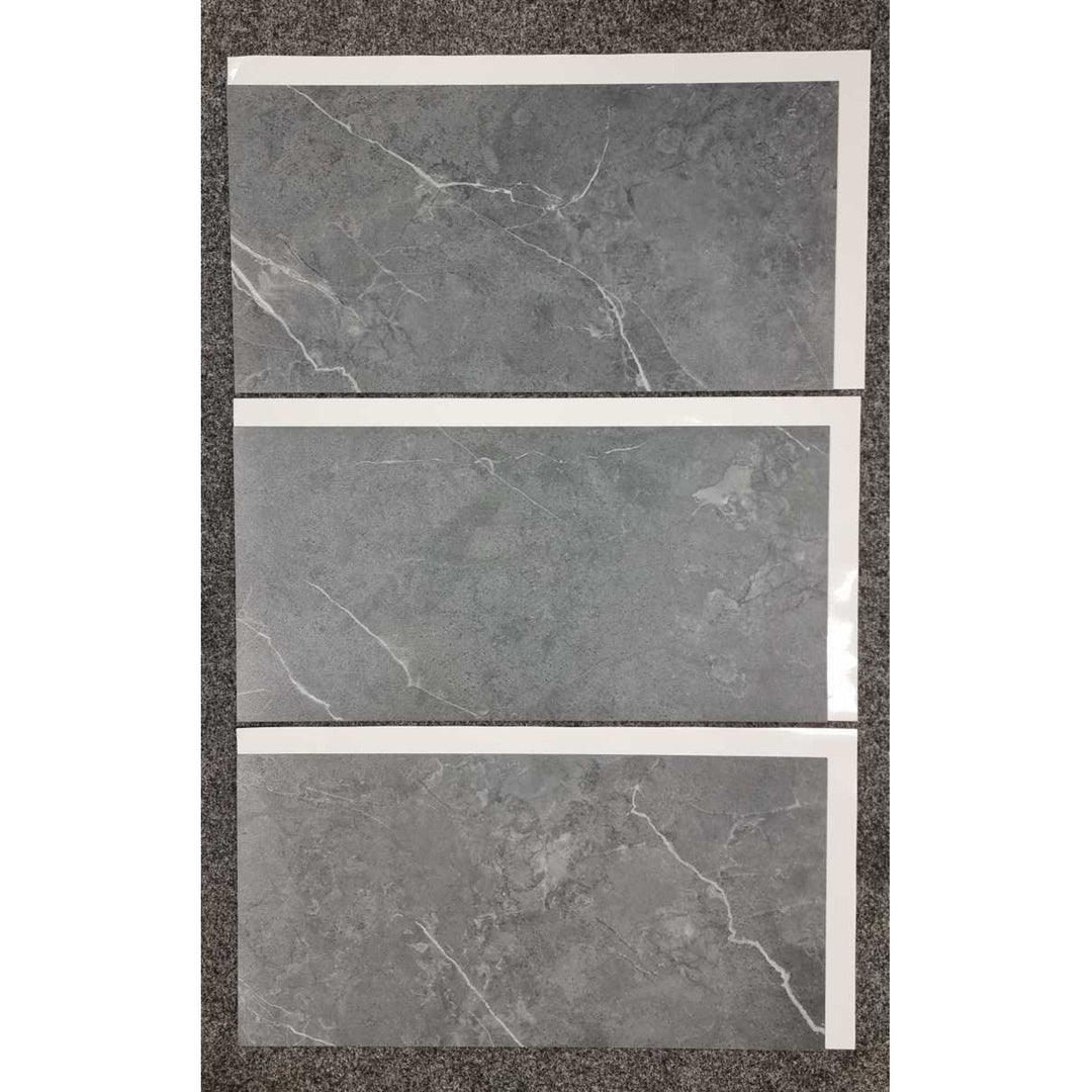 Self-adhesive tiles for wall floor Fliesana, set of 3 pieces, waterproof, natural stone pattern, dark gray color