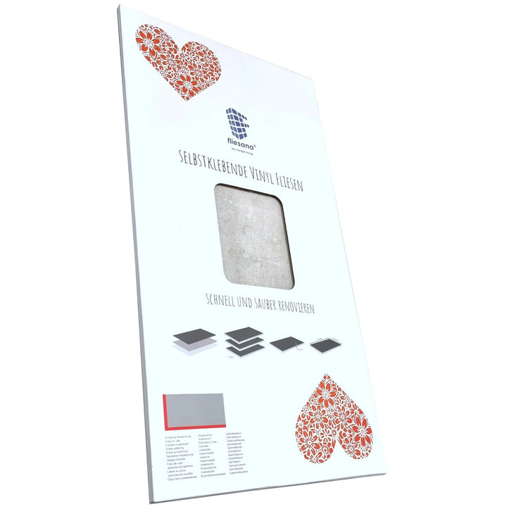 Self-adhesive tiles for wall floor Fliesana, set of 3 pieces, waterproof, concrete effect, light gray color