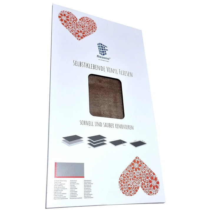 Self-adhesive tiles for wall floor Fliesana, set of 3 pieces, waterproof, natural stone pattern, rust color